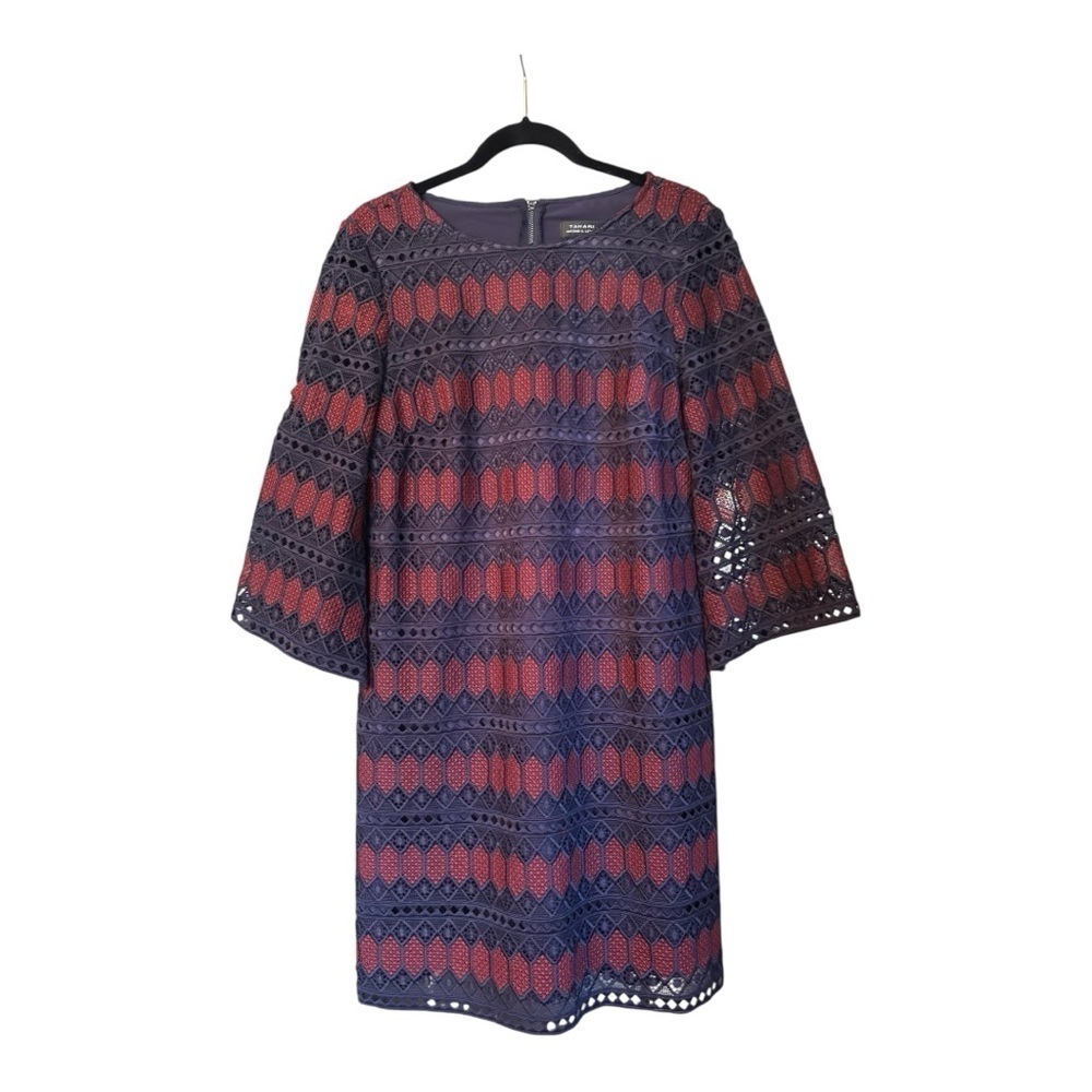 Tahari Navy and Red Dress Size Small (S)